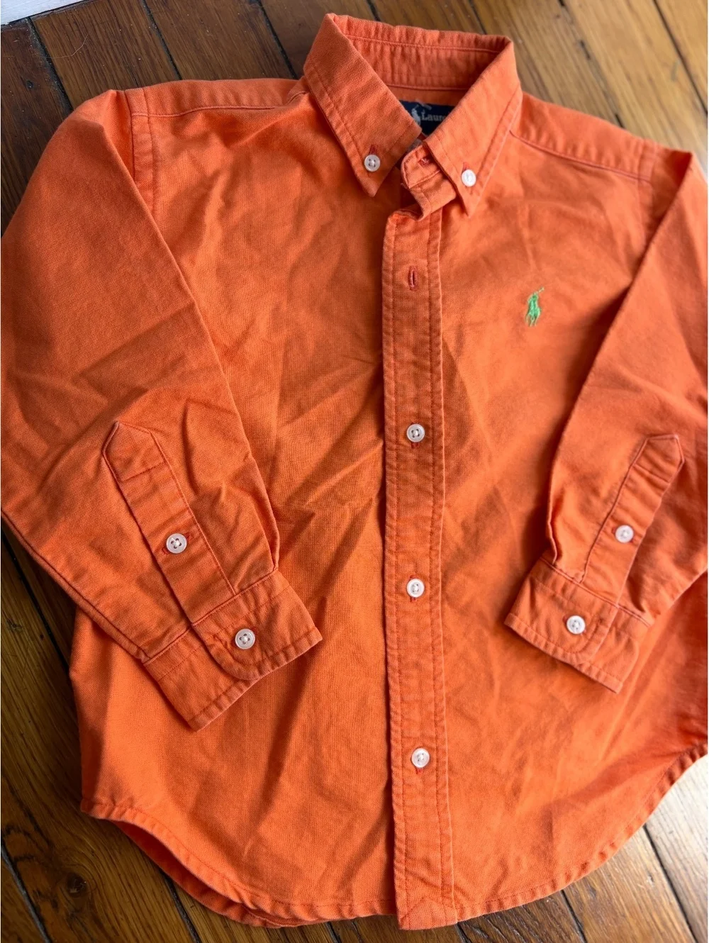 3T Orange Polo Ralph Lauren Button Down Long Sleeve